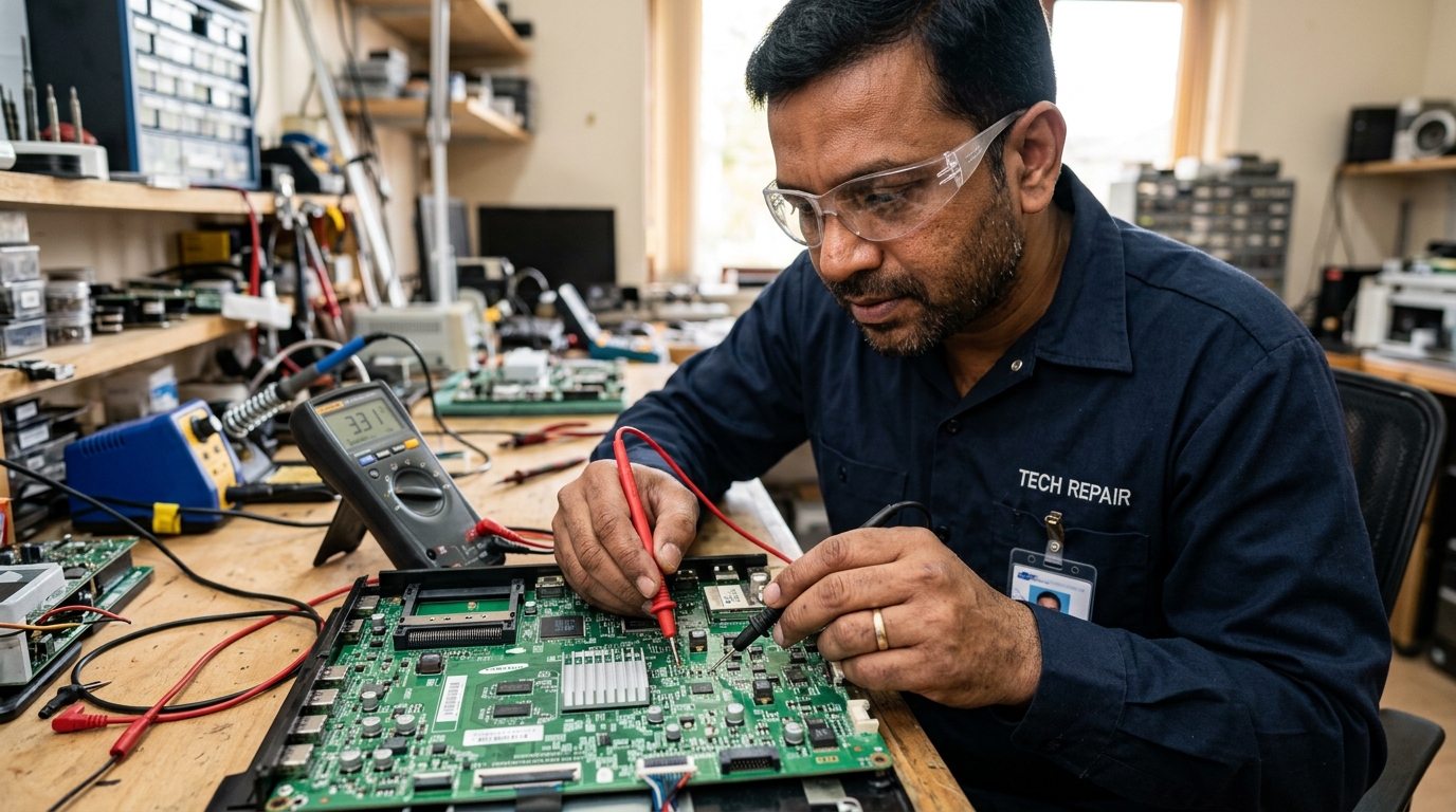 Quality control testing of repaired television